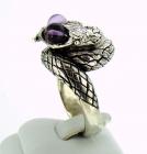 Anello Argento 925%° serpente con ametiste linea terra